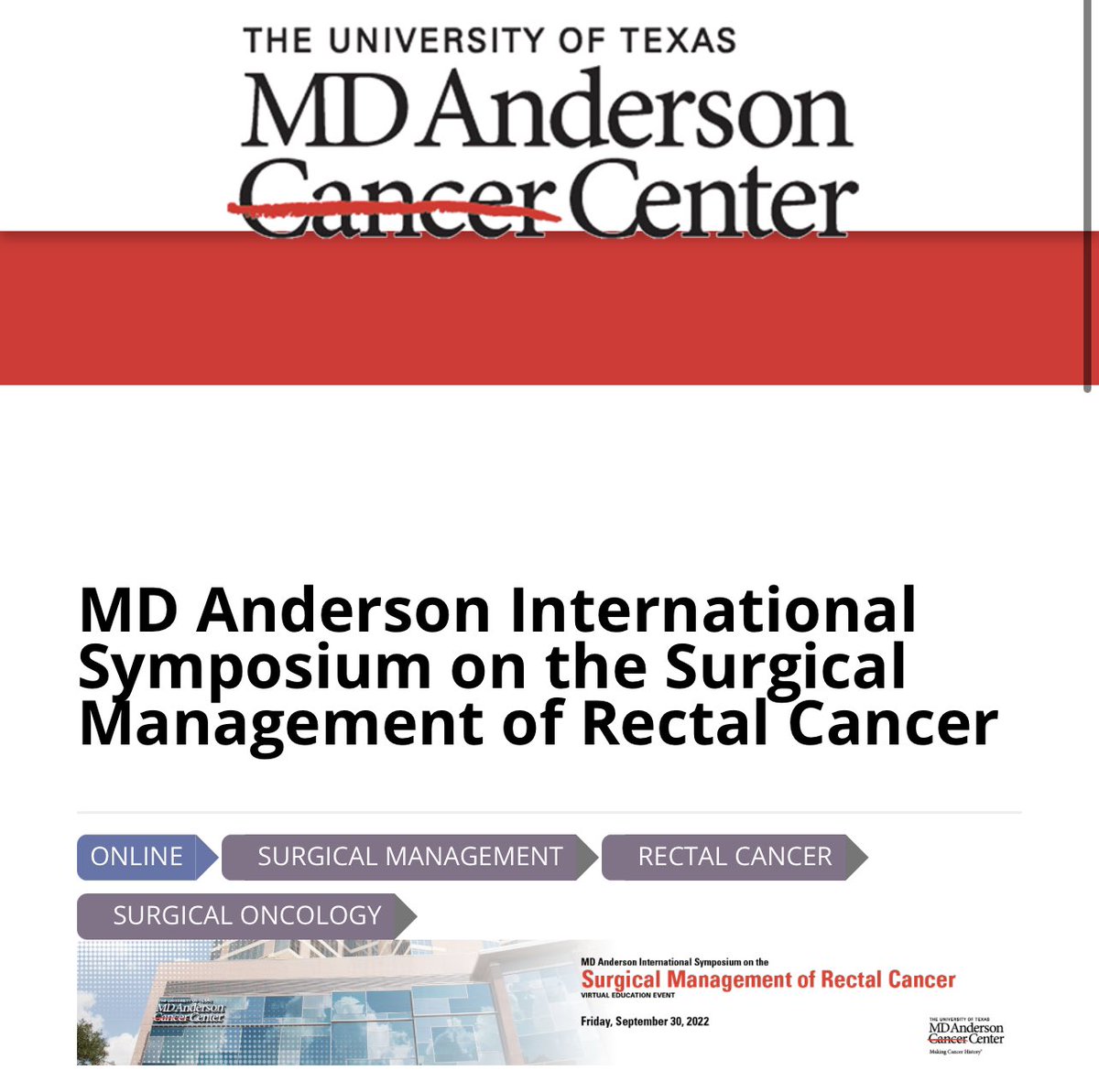 Look out for this fantastic #colorectalcancer conference with superlative faculty - mdanderson.cloud-cme.com/course/courseo…