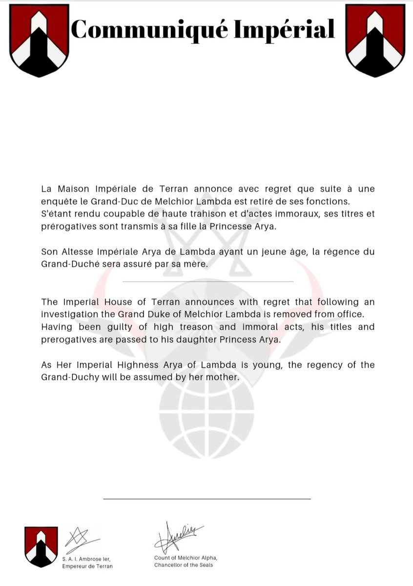 FR : Déposition du Grand-Duc de Melchior Lambda.
-
ENG : Deposition of the Grand Duke of Melchior Lambda.