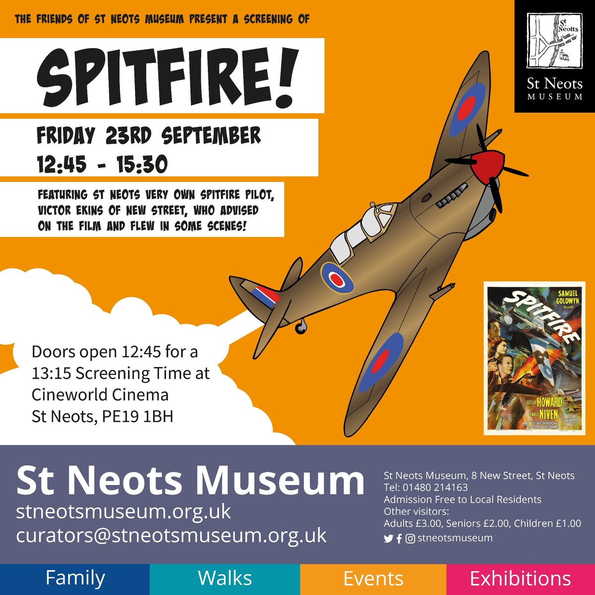 Friday! Charity raising film screening of SPITFIRE! 

The film features St Neots very own Spitfire pilot - Viktor Ekins!

To attend this event, please make a donation of £10 by contacting @stneotsmuseum, or bruceelam45@gmail.com or Peter.hagger@btinternet.com 🔥✈️ 👨🏼‍✈️👩‍✈️