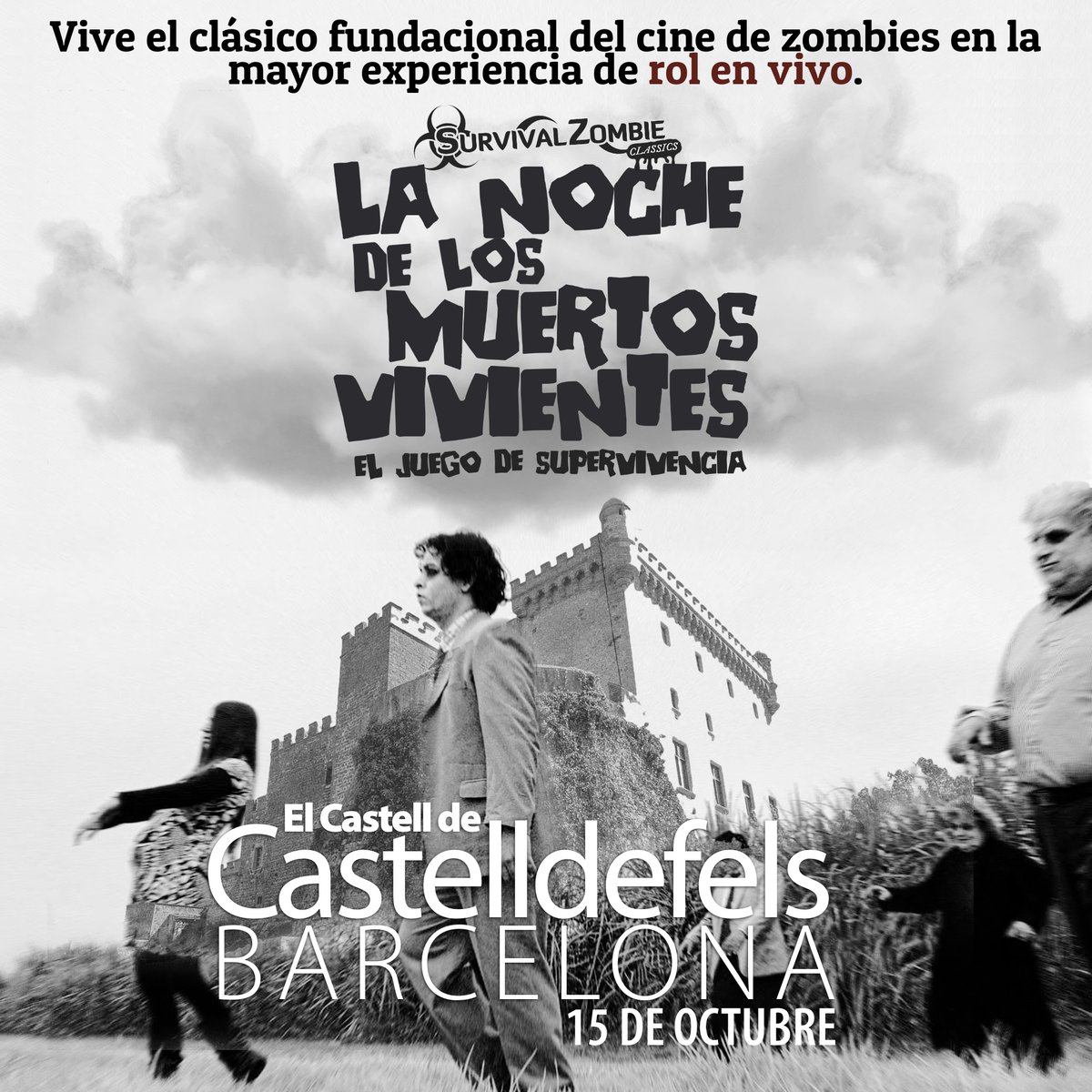 CASTELLDEFELS, Barcelona. Rmemoramos el clásico La Noche de los Muertos Vivientes ¡Regresa al momento del brote zombie en pleno 1968 y revive el terror clásico del asedio zombie en el castillo!
#rolenvivo #survivalzombie #zombie #castelldefels #barcelona #georgeromero