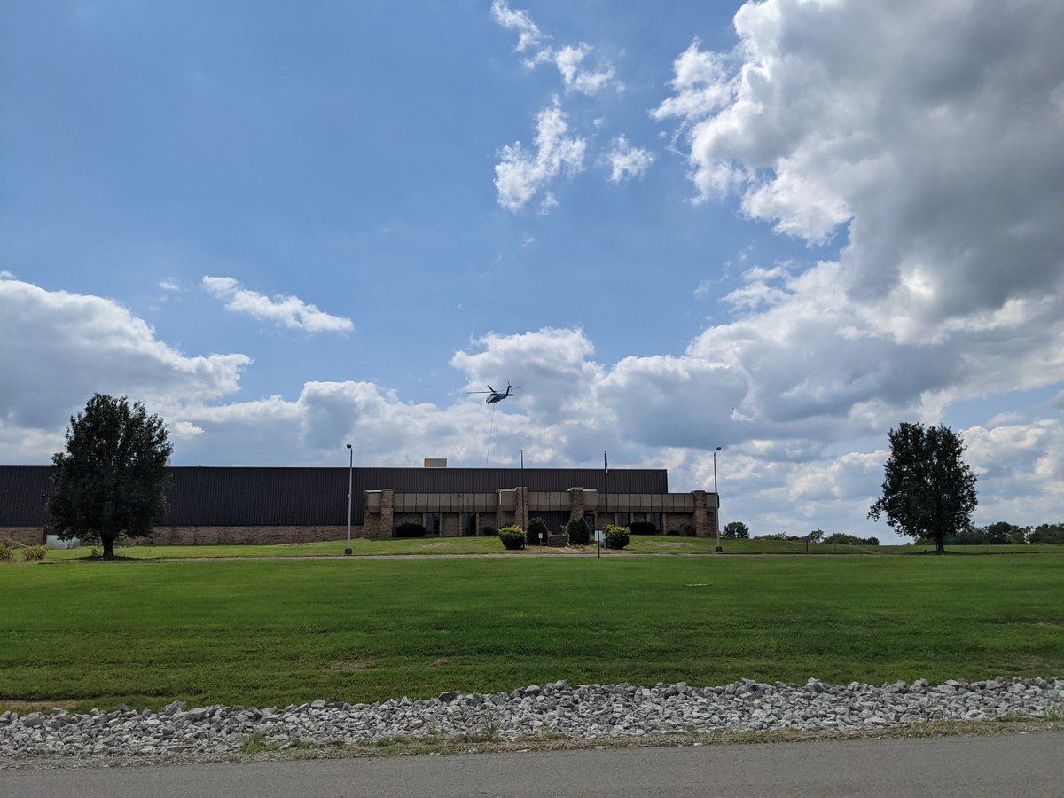 If you were wondering what was up with the helicopter all morning in the Kathleen Drive/Keller Drive area, new HVAC is being installed on the roof of the old Fafnir building.