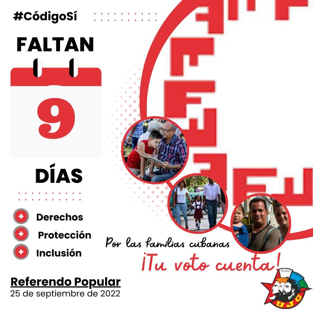 No dejes de tener la oportunidad de cambiar el futuro de todo un país que lucha por la igualdad y ser más inclusivo . #Cuba #SanctiSpiritus #Referendo #TuVotoCuenta #CenCuba #CòdigoSí