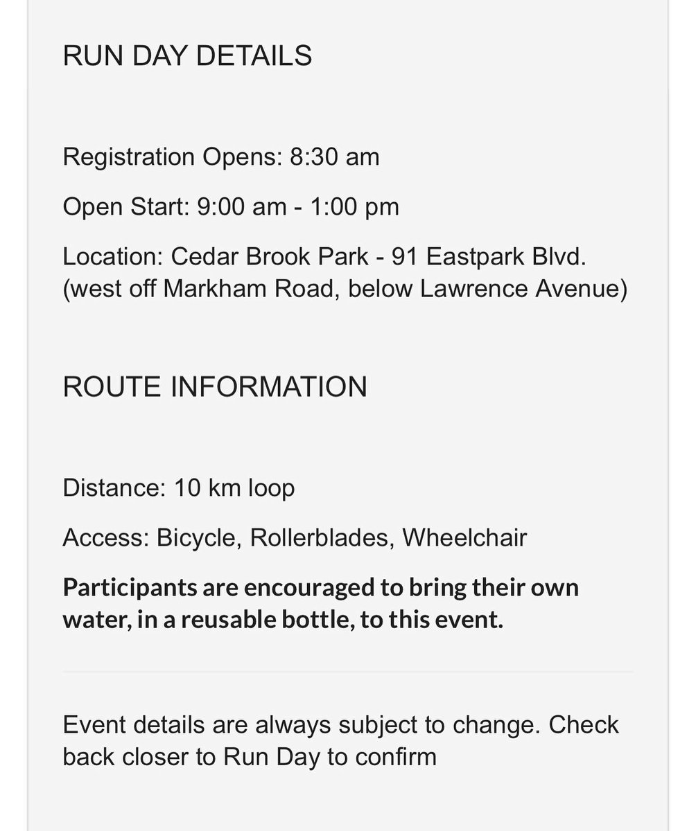 Tomorrow is RUN DAY!! 🎉🎉🎉Swipe ➡️for details, register at the #LinkInBio🔗, have a good sleep tonight 😴, then join us TOMORROW at Cedar Brook Park!! 🌲🌳☀️Can’t wait to see you! #TerryFoxRun #ImNotAQuitter #MarathonOfHope #TryLikeTerry #OneMoreSleep #GetOutside #MyScarborough