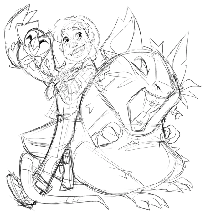 Here's an example from the clean sketch phaseClean sketch --> lineart --> flat colors --> final 
