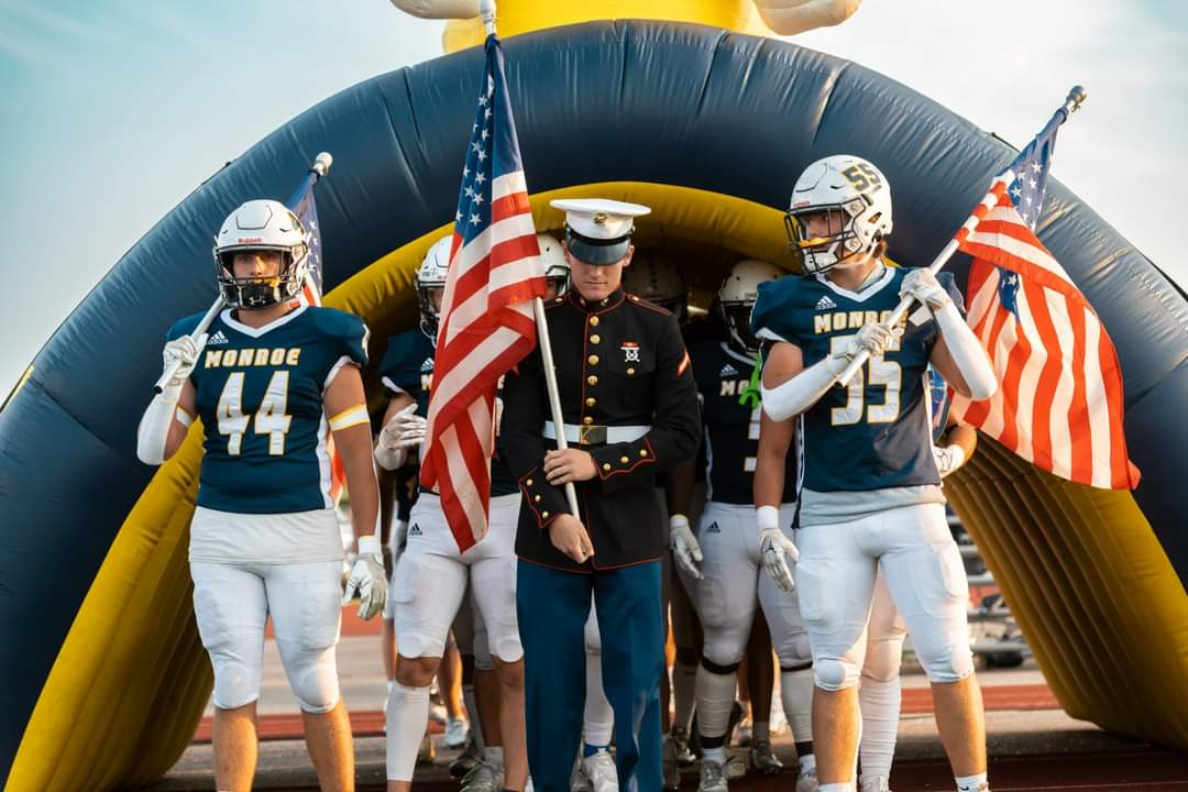 CoachBentley2's tweet photo. Too good not to share.   @tanner_chastain one of our 2021 seniors is growing up fast and leading our guys out onto the field last night! https://t.co/MwlD6W6LvO