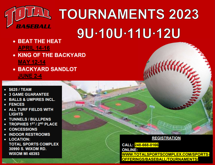 TSC_Baseball on Twitter "TOTAL BASEBALL TOURNAMENTS '23 9U12U Beat