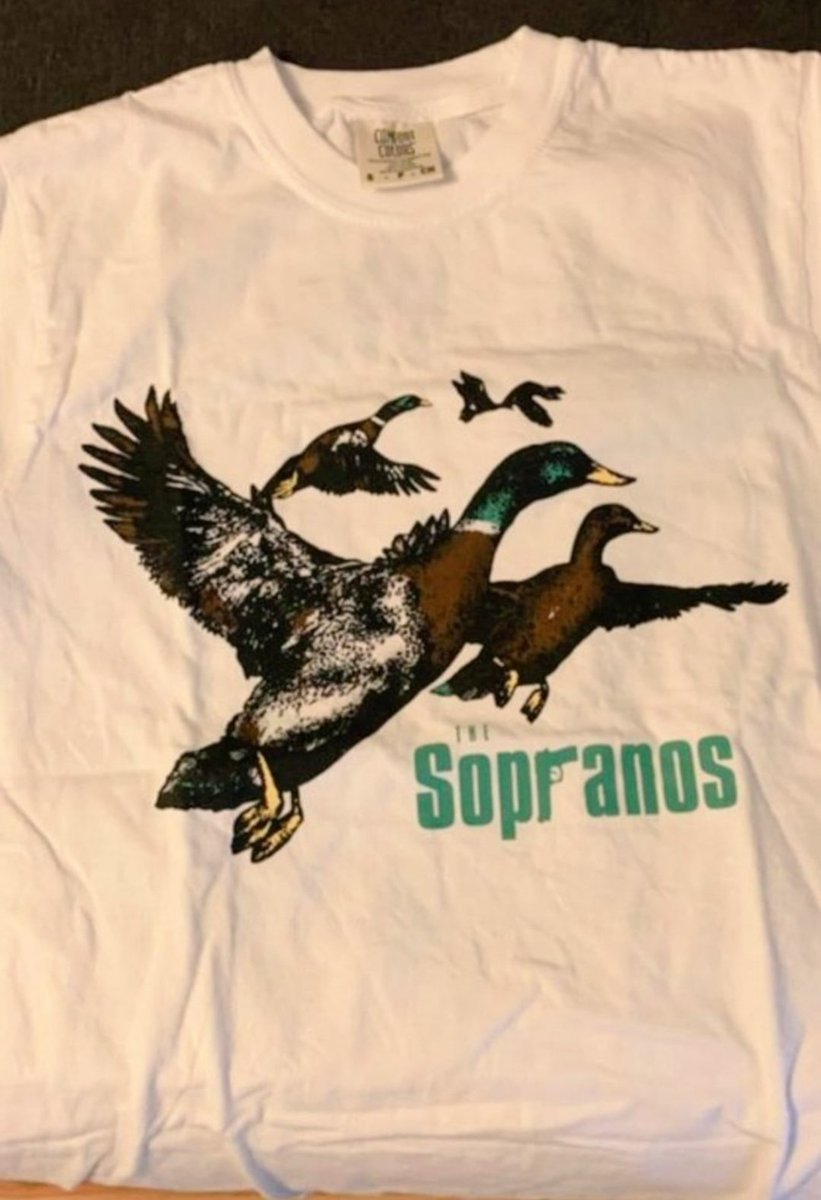 orange_peelbeef's tweet photo. I couldn't help myself, I just had to order this Sopranos T shirt! How cool is this?
🦆 🦆 🦆 https://t.co/0qNdMSlQ7r