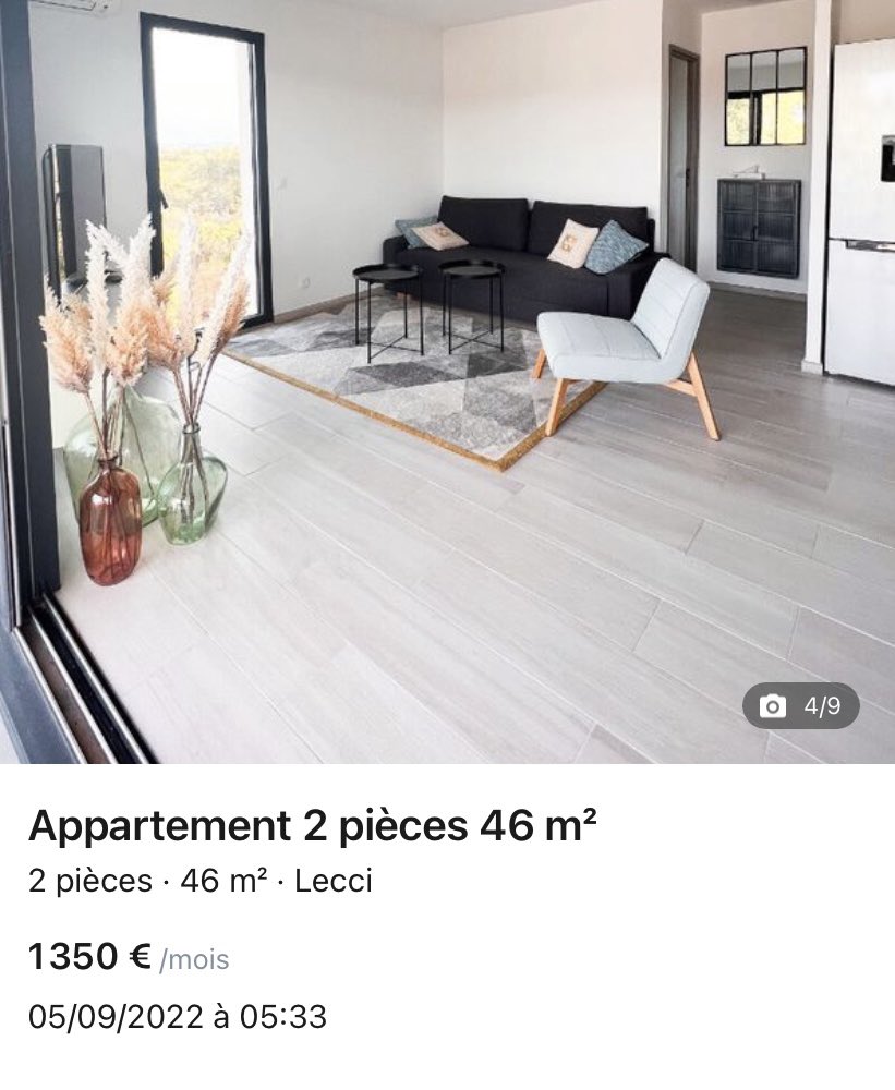 Petite merveille de 46m2 à #Lecci

Pour la modique somme de 1350€/mois offrez vous ce coin de paradis. 

Sèche cheveux inclus