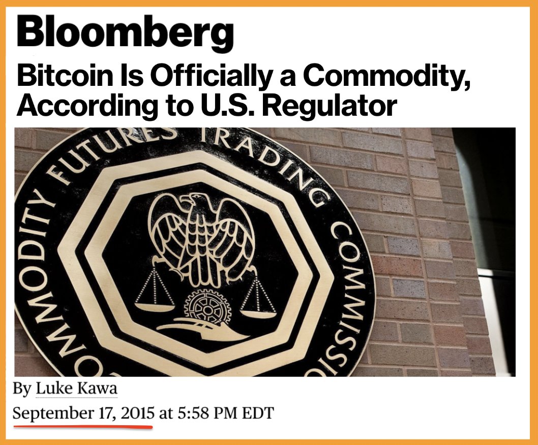 ✨ Exactly 7 years ago today, US regulators officially declare #Bitcoin a  commodity No ruling has been made on any other crypto since