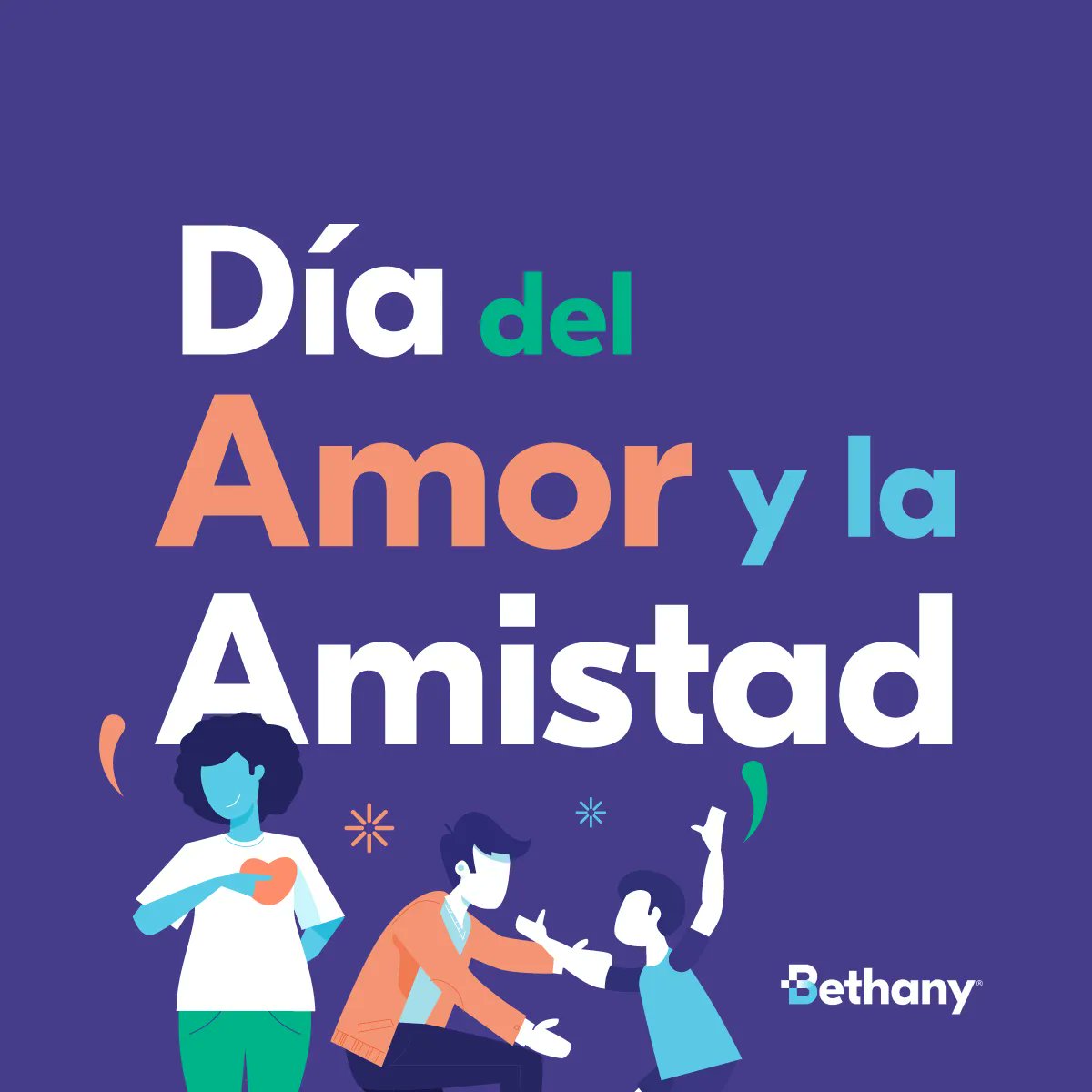 En Bethany creemos que el amor y la amistad son valores fundamentales de nuestra sociedad. Creemos también que el primer espacio de amor es la familia y que la familia lo cambia todo por medio del amor. Todos merecemos ser amados. Feliz Día del Amor y la Amistad.