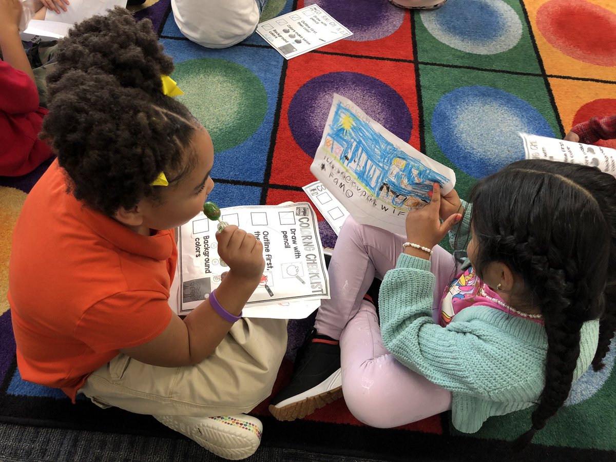 EllieFater's tweet photo. My students have been learning how to draw detailed pictures and write words to match. We recently had our first writing celebration, and they were so excited to share their hard work with a friend! ✏️ #WarrenWill https://t.co/0L79MqWxPW
