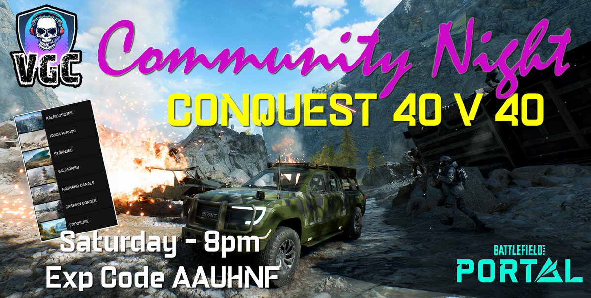 VeteranGamersCo's tweet photo. #VGCCommunityNight 8PM Tonight
#Battlefield2042 Conquest 80p

@Carpo_vp @Warlustgg @GoldenWriggles
@Murray667 @T0TALfps @Pazz_79 @Gazoona @darkosupe @FrederikDrabert @skank_a_licious @oliverCAndersen @IICookieGII @The_Akira72
@PineconeEater1 @paralolum @mod_bluejay @gamerswecare https://t.co/febeKZhVHN