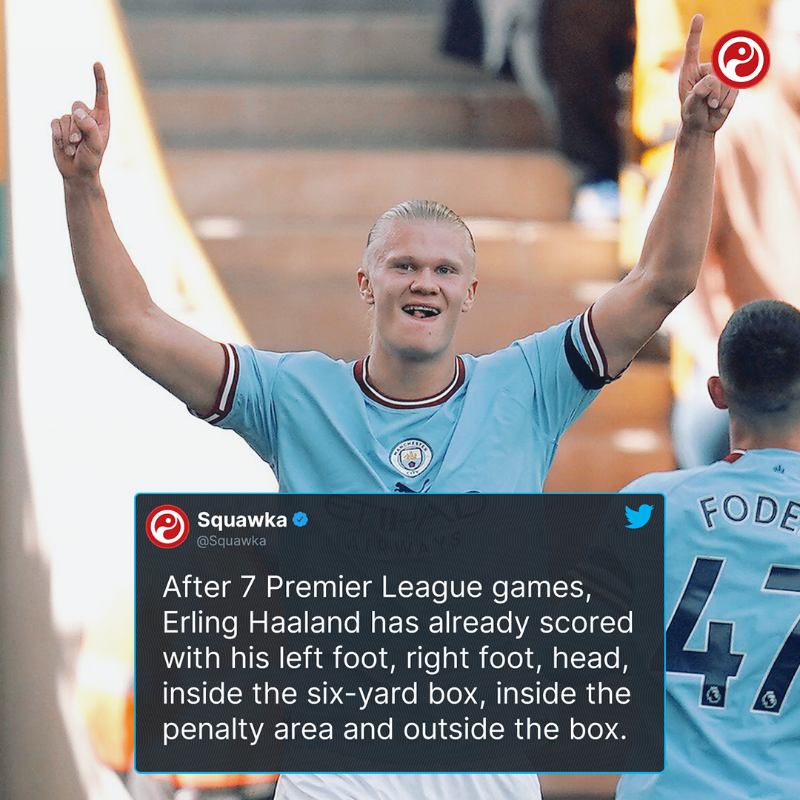 Squawka's tweet photo. Another game, another record broken for Erling Haaland.

Just ridiculous. 🤣