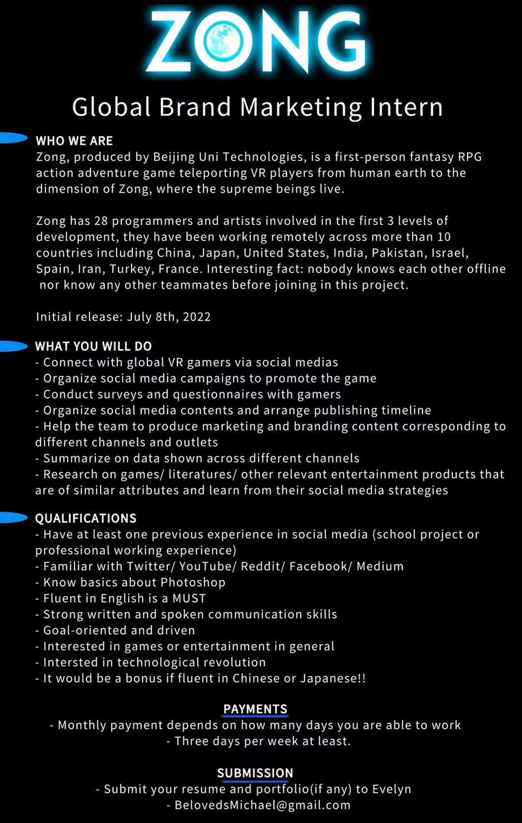 A very talented friend and her excellent VR game development team <a href="/ZongUni/">Zong VR</a> is hiring now!  Welcome! #VirtualReality #Oculus #Hiring #Zong