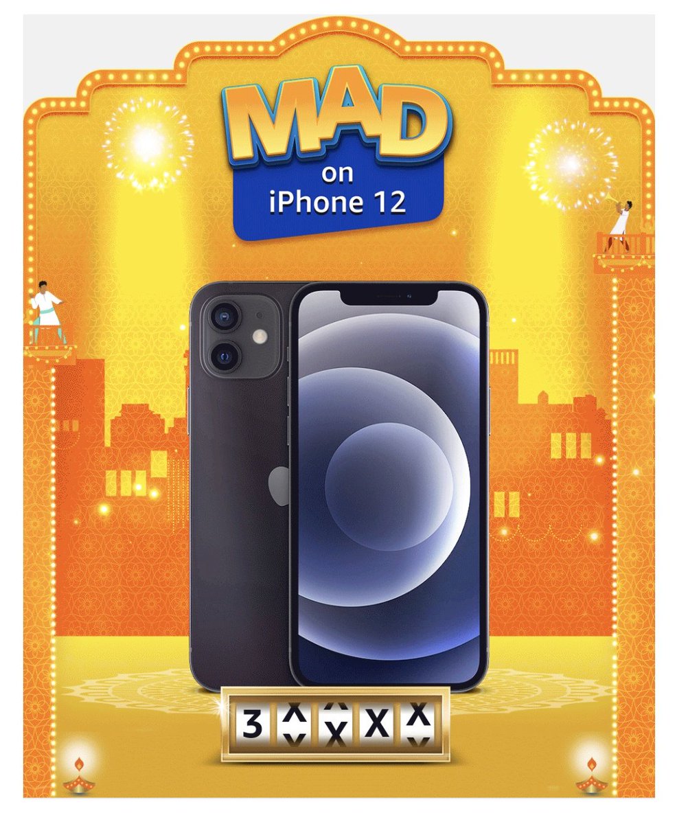 iPhone 12 for INR 3X,XXX during the #AmazonGreatIndianFestival
#iphone12dealonAmazon
