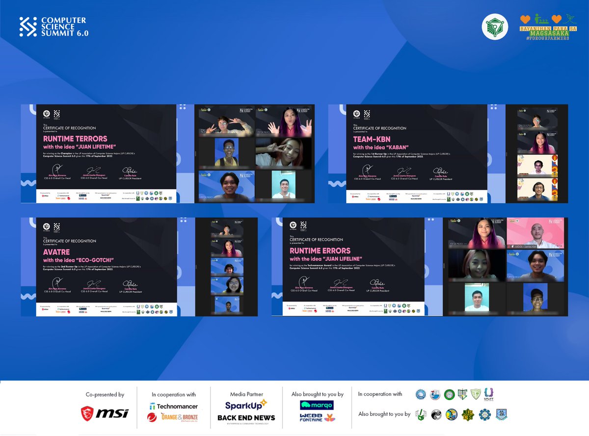 the_cssummit's tweet photo. Today we wrapped up the 6th iteration of the Computer Science Summit! Thank you for coming. We hope to see you again in the future 💙

Profits will go to our official beneficiary, @forourfarmers 

#TeknolohiyaParaSaMasa #CSS2022

2/3 https://t.co/2EwVelSf10