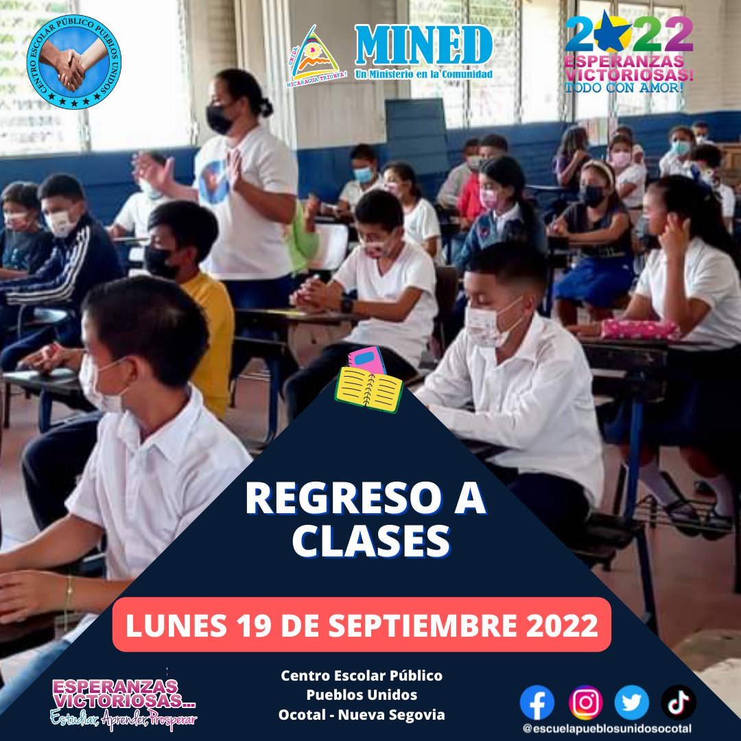⏰ 📕 🎒 REGRESO A CLASES 

Todos a continuar estudiando para fortalecer conocimientos y habilidades que permitan continuar avanzando en rutas de calidad educativa.

<a href="/minednicaragua/">Ministerio de Educación Nicaragua</a> 
<a href="/minedocotal/">MINED Ocotal</a>