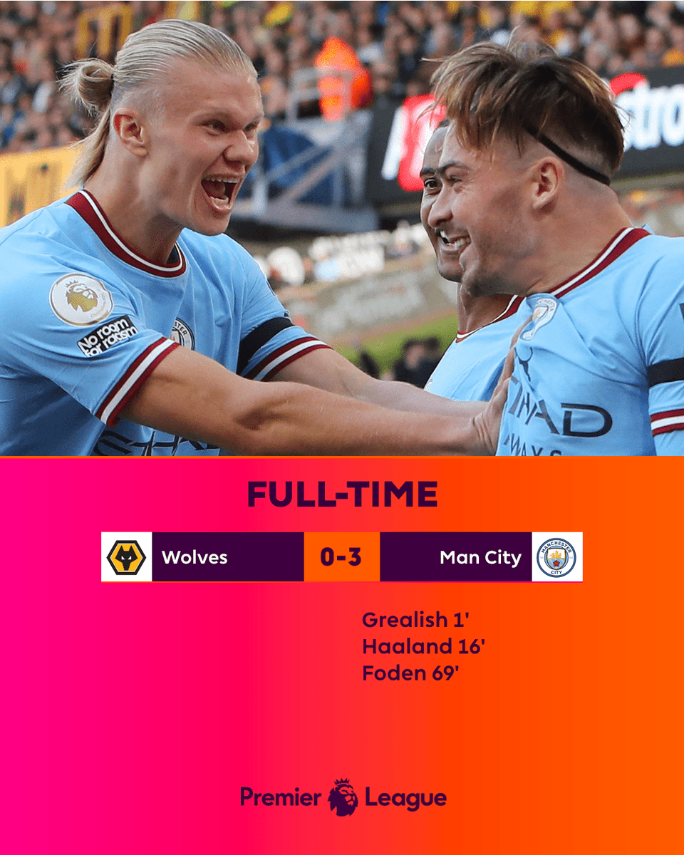 premierleague's tweet image. Clinical @ManCity go top of the #PL ⬆️

#WOLMCI