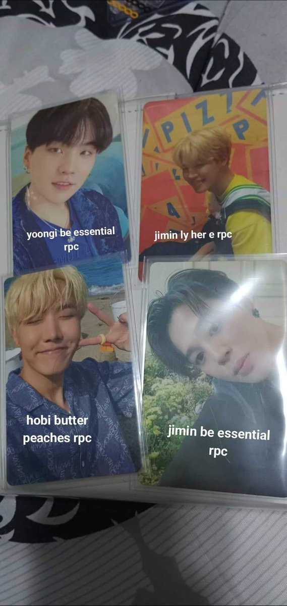 kookyeonkim06's tweet photo. helping a friend!
wts lfb ph yoongi be essential rpc, jimin ly her e rpc, hoping butter peaches rpc &amp; jimin be essential rpc 

- 400 each, 1600 set. 
- good as new
please dm  @yooonscart for more details if ur interested.  Tysm 🫶🫶 https://t.co/yu2637A4VK https://t.co/MkS7cYhe5B