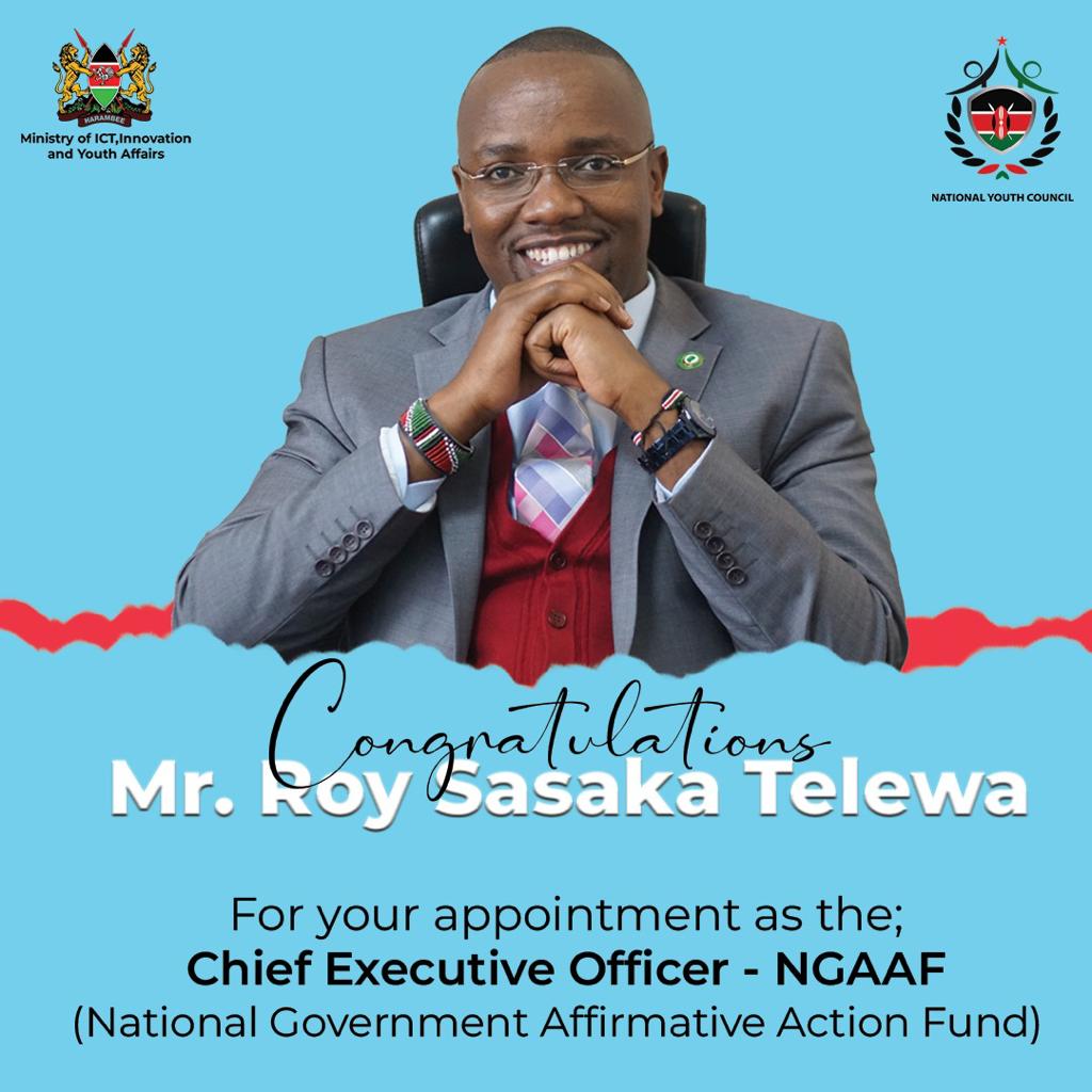 NYC_YouthVoice's tweet photo. Congratulations to Mr. @RoySasaka
for your appointment as the CEO @NGAAF_KE.Your insights, diligence and commitment to excellence is apparent and evident for all to see. 

Wishing you all the best in your new role. https://t.co/IqIjfIRnQG