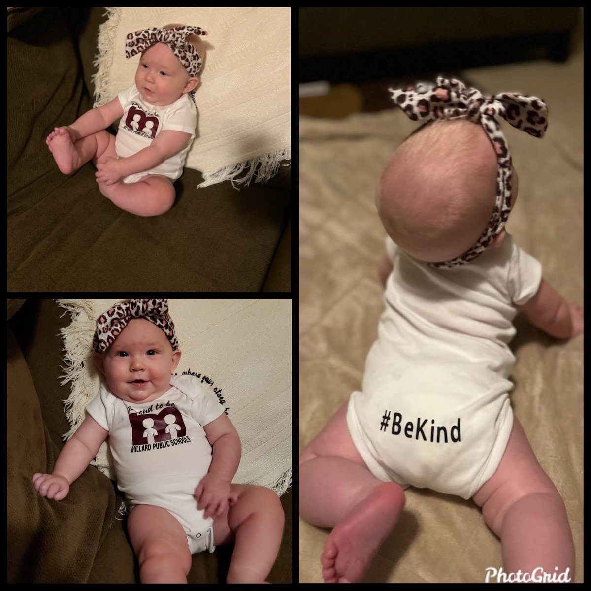 kmskeller's tweet photo. Wearing her @MillardPS gear today! Thanks @jsutfin for the #bekind onsie! https://t.co/QvVG874EHs