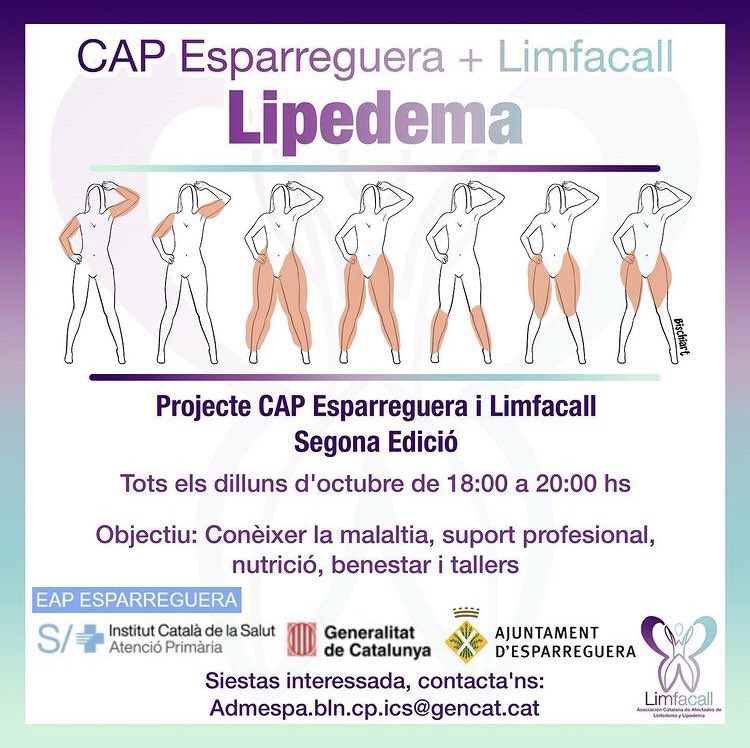 Associació Limfacall (@limfacall) on Twitter photo Projecte CAP Esparreguera i Limfacall #Lipedema #suport #nutricio #benestar #tallers Tots els dilluns d’octubre. Si estàs interessada, contacta’ns: admespa.bln.cp.ics@gencat.cat👇🏼 Projecte CAP Esparreguera i Limfacall #Lipedema #suport #nutricio #benestar #tallers Tots els dilluns d’octubre. Si estàs interessada, contacta’ns: admespa.bln.cp.ics@gencat.cat👇🏼