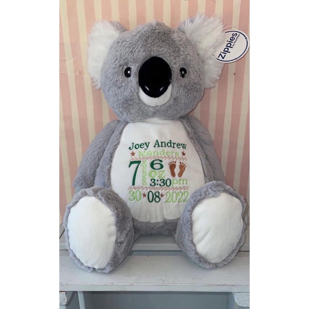 We are thrilled with our Koala cubbie for Joey🐨 The perfect gift💕 #supportsmallbusiness #koala #gift #zippies #personalised