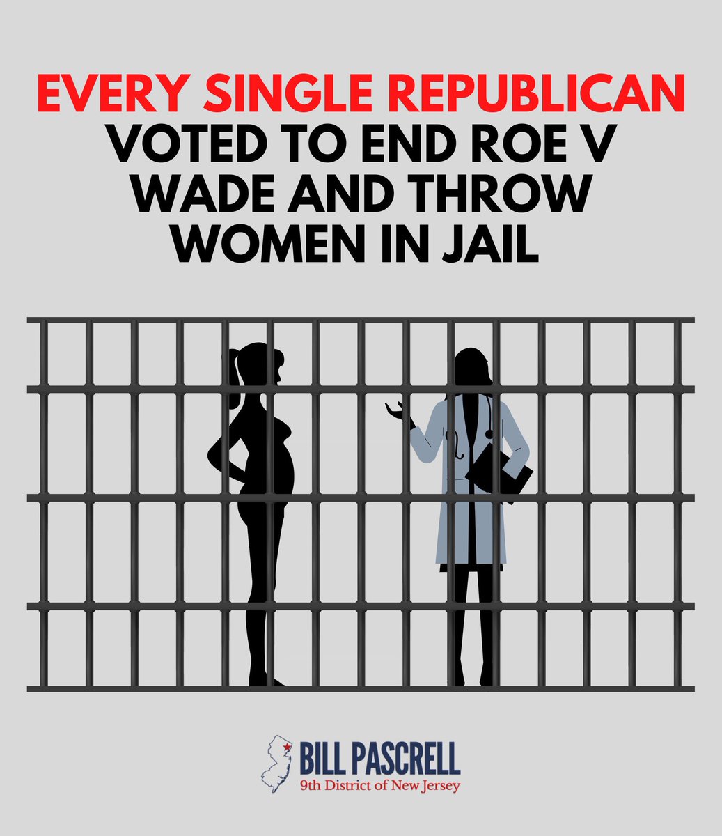 BillPascrell's tweet photo. This is your regular reminder that when we acted to save Roe v. Wade every single republican in Congress voted no and voted to take away women’s freedom and throw women and doctors in jail. https://t.co/1NZzkgMCcu