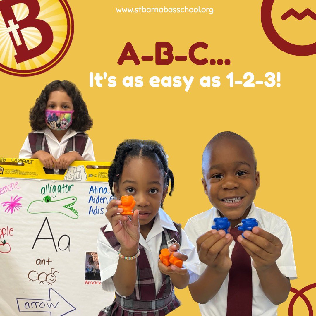 BarnabasBronx's tweet photo. A is for the alphabet that we’re learning all about today…
B is for our busy bodies working hard to learn and play...
C is for colors, red, yellow, blue and green and…
D is for days off like Saturday!

Enjoy your weekend Saint Barnabas families! https://t.co/tgWVE5msDS