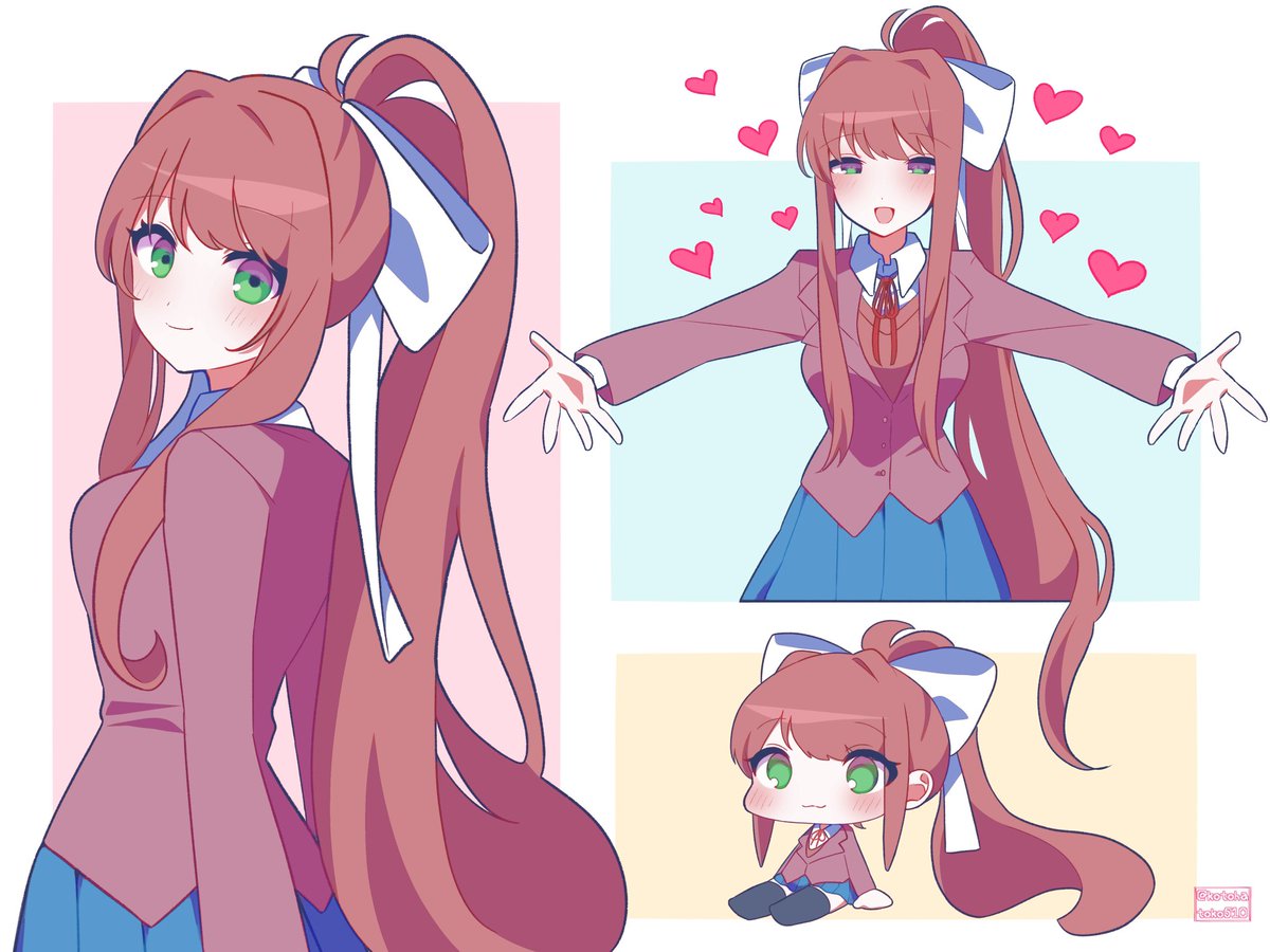 モニカ(DDLC) 「#DDLC #DokiDokiLiteratureClub Monika 」|言葉@Skebのイラスト