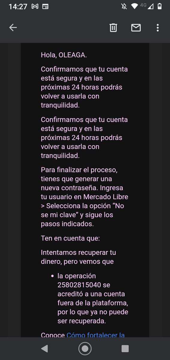 FLoleaga's tweet photo. @mercadopago @dzapatillas @DNDConsumidor  el dia 15 del corriente a las 2.04 am me sustrajeron $22618.26 de mi cuenta de mercado pago con una compra que hicieron a traves de Ebanx. Ya hice los reclamos correspondientes y me dicen que la cuenta esta segura y no se puede hacer nada https://t.co/aLAvyjeaQi