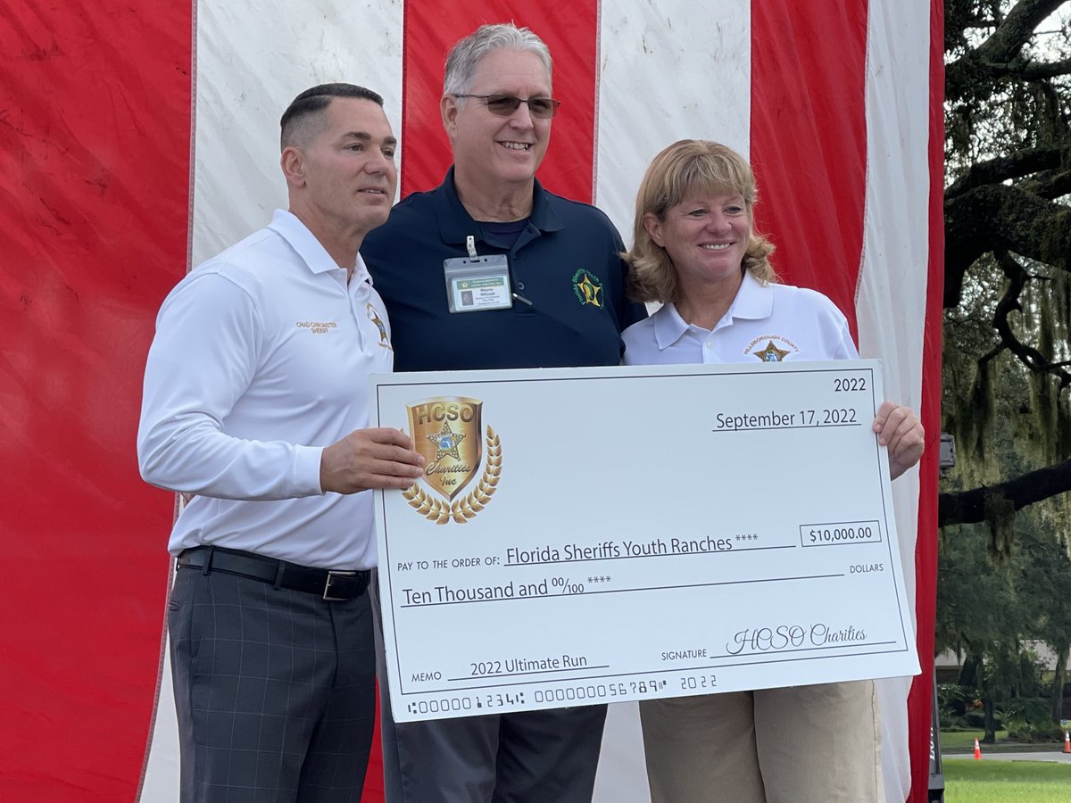 ChadChronister's tweet photo. Ultimate Run: I am pleased to announce $20,000.00 in charitable support for two great organizations, $10,000.00 for @FLSheriffsYR and $10,000.00 for @CWAV813 https://t.co/o4eLcIKuJt
