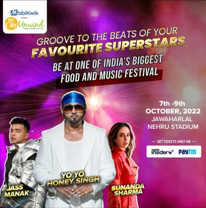 JakharVirender's tweet photo. !!Biggest ever Food & Music festival of Delhi!!
HT City Unwind : 7th,8th & 9th Oct,2022 @ Jawahar Lal Nehru Stadium.
Book your stalls. Hurry Up!!
Contact : 9716-02-1617
#htcity #htcityunwind #hindustantimes #foodandmusicfestival #YoYoHoneySingh #JasManak #SunandaSharma https://t.co/Ux2m36Q308