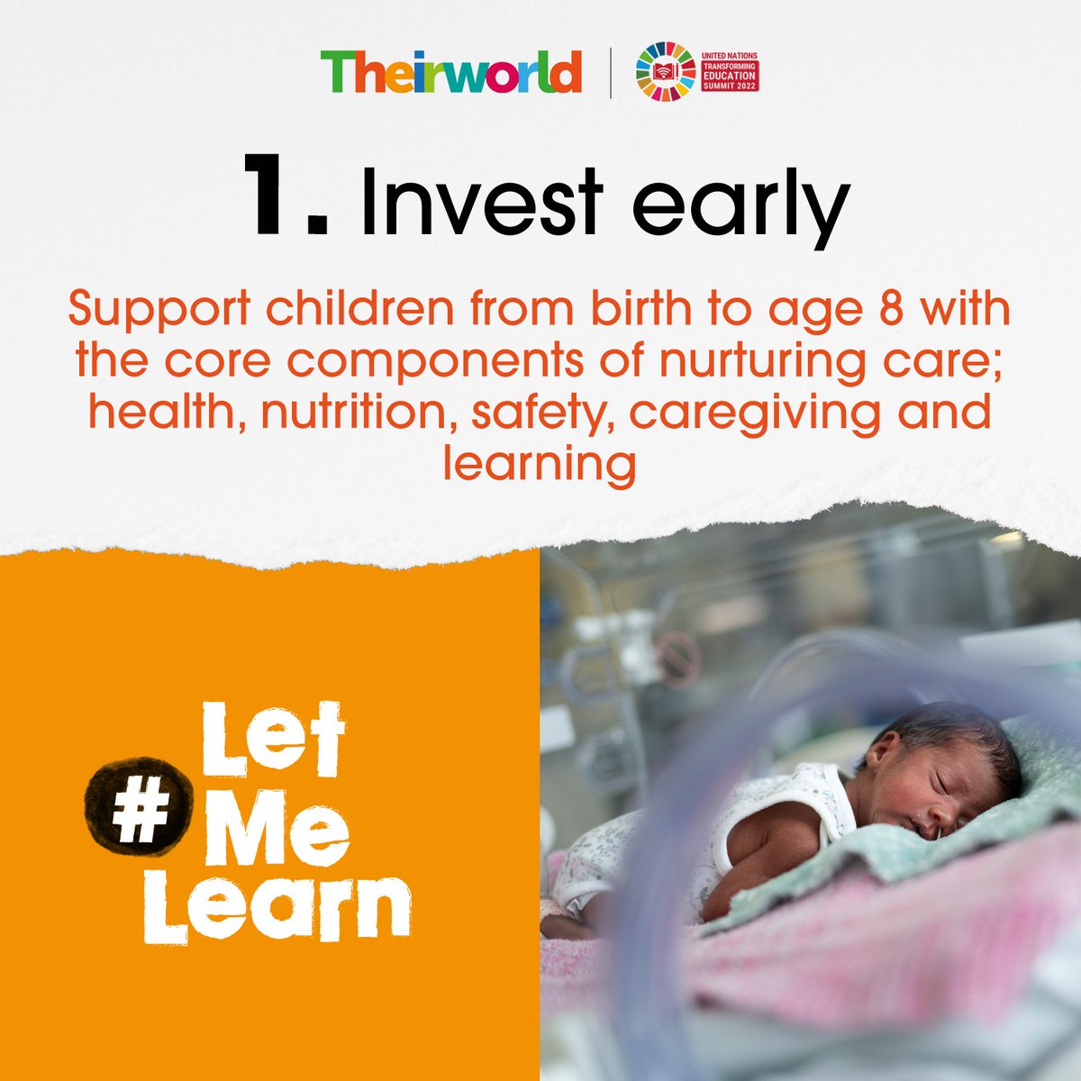 theirworld's tweet photo. Early childhood is a critical window of development. Read and RT the call to action for #TransformingEducation summit participants to invest in #EarlyChildhood.

👉 https://t.co/nPMbb8AUsH https://t.co/0FTg6pJ0qq