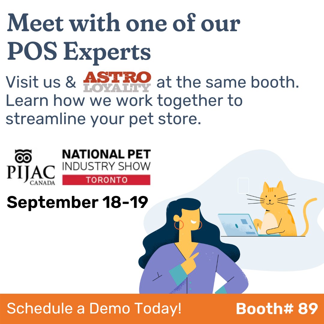 Etailpet1's tweet photo. eTailPet is going to CANADA 🍁 We want to meet with you at the @pijaccanada National Pet Industry Show in Toronto. Meet with one of our POS experts. Visit us &amp; @Astro_Loyalty. Learn how we work together to streamline your pet store. Book a meeting today:https://t.co/H2DYEaWwk5 https://t.co/66eNhzsRLE