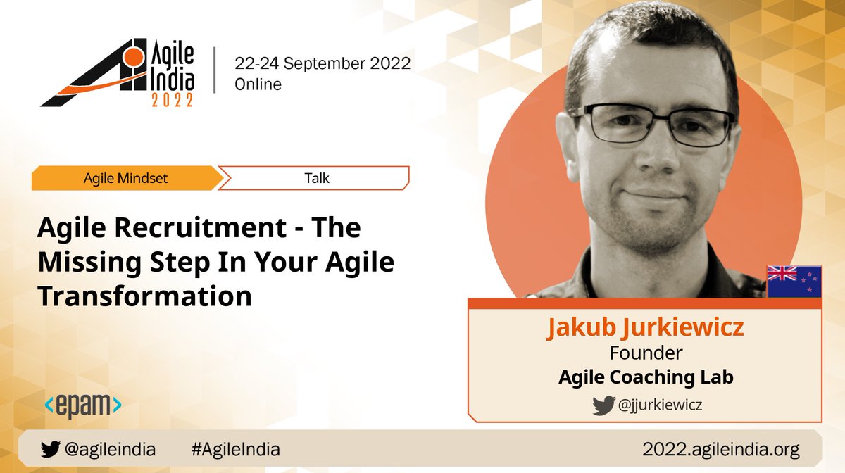 agileindia's tweet photo. "While we talk about changing the way we work, almost no one talks about changing the way we recruit people." says @jjurkiewicz. Read full interview: https://t.co/ZZt9ZvrSHR Register for #AgileIndia 2022 to see his talk
#agile #BusinessAgility #AgileHR https://t.co/FlrMiXjXZt