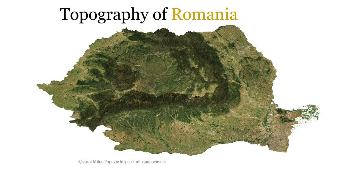This exaggerated relief map of #Romania by <a href="/milos_agathon/">Milos Popovic</a> serves as a reminder of how beautiful the country is. Great hiking and much underrated beer 🍺 🥾 🗺 🇷🇴