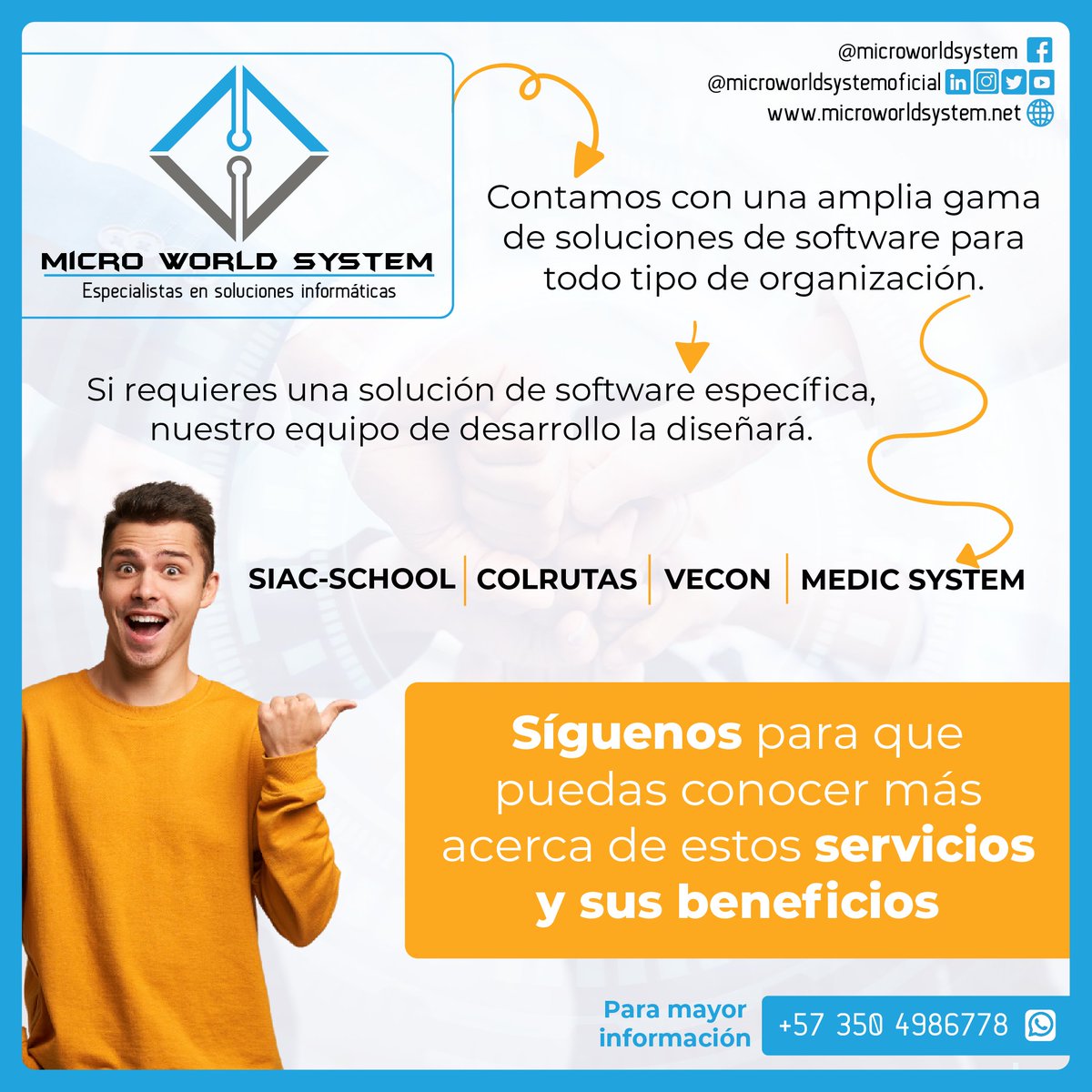 MicroWorldSys's tweet photo. 👌 Ofrecemos una variedad de soluciones en Software.
Síguenos y conoce más de estos y más servicios que tenemos para ti. WhatsApp: 350 498 6778

#Software #softwares #Softwareparacolegios #softwareparaescuelas #softwareparaempresas #DesarrolloDeSoftware #empresas #emprendimientos https://t.co/dJ7PJaDJnX
