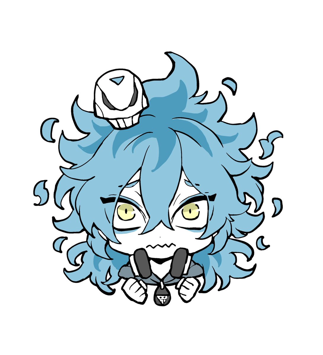 1boy male focus yellow eyes blue hair long hair simple background solo  illustration images