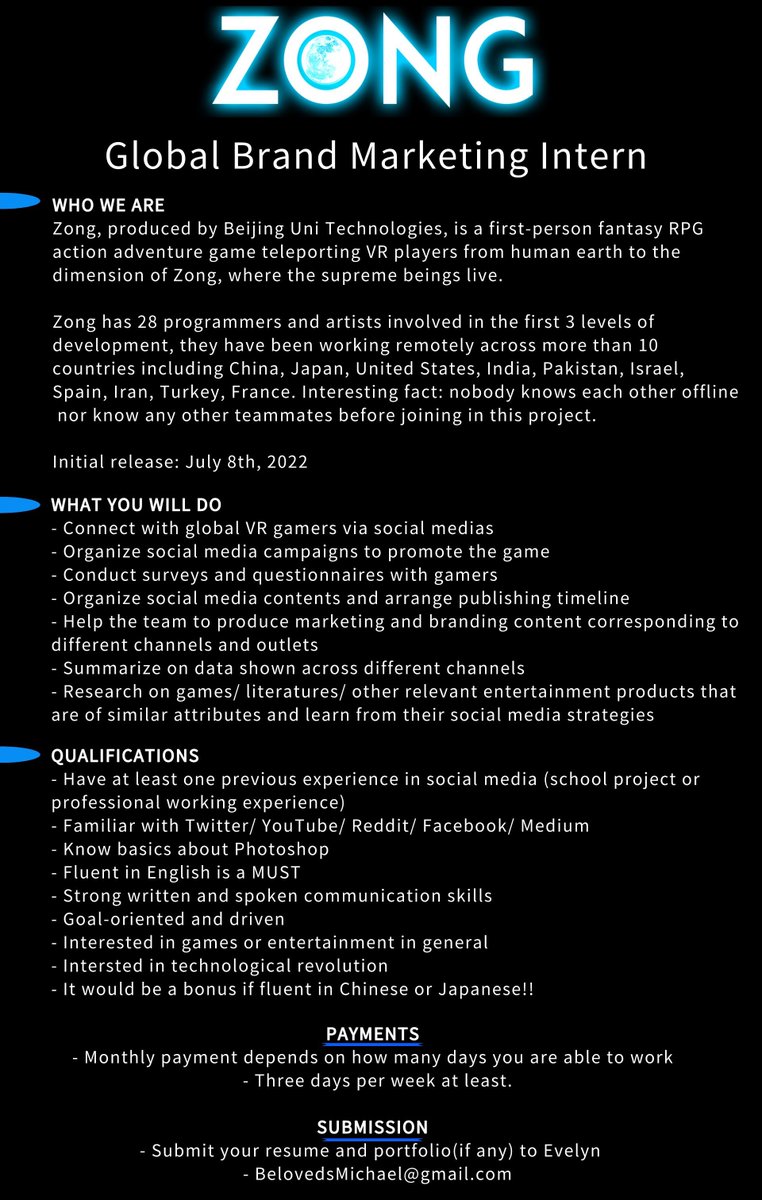We are hiring a Global Brand Marketing Intern!! #marketing #branding #Hiring #recruiting #VirtualReality #gamedev #games #fantasy #RPGmakerUNITE #SocialMedia