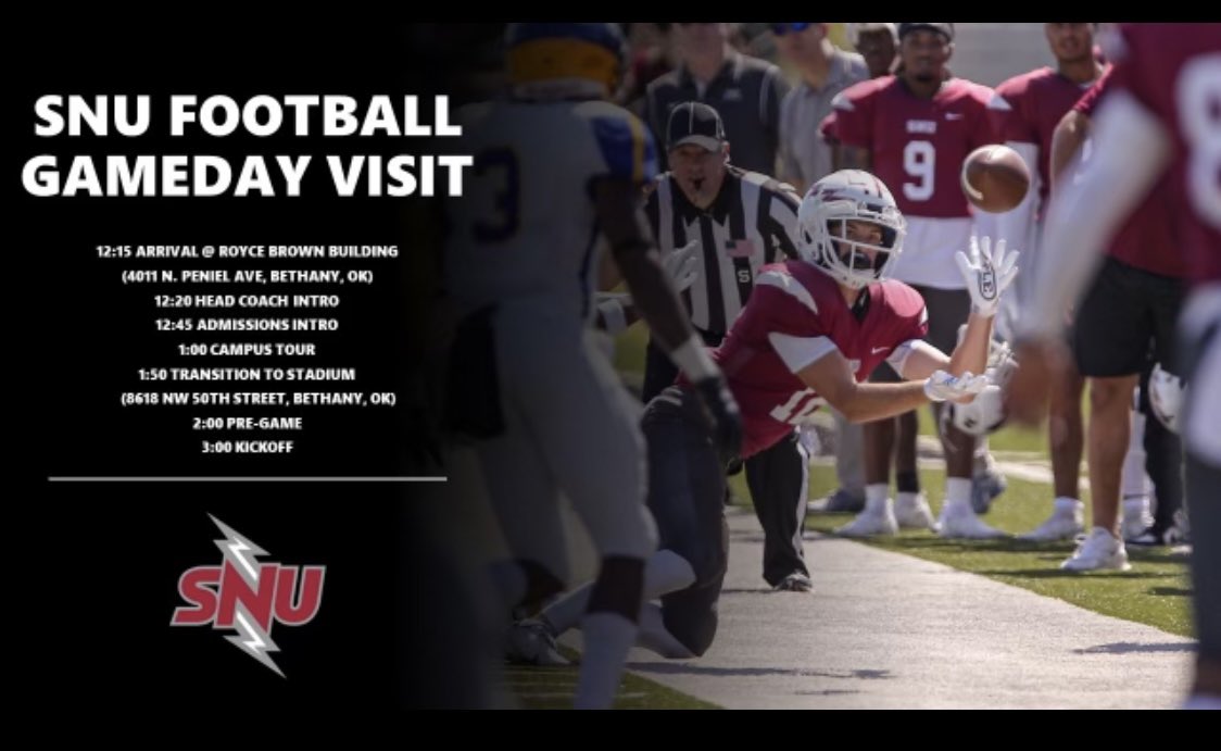 Thank you <a href="/SNUFootball/">SNU Football</a> for the inviting me to see the campus and watch a game! I appreciate the opportunity! <a href="/IMGAFootball/">IMG Academy Football</a> <a href="/CoachKyleBrey/">Kyle Brey</a> <a href="/CoachLaneIMG/">Matt Lane</a>