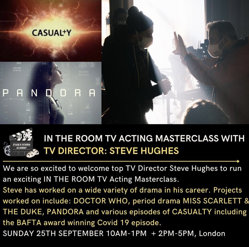 Last 2 places remaining on our hugely exciting Masterclass with Director <a href="/moviegoblin/">Steve Hughes</a>
.
⏰Sunday 25th of September 
AM: 10-1PM
PM: 2-5PM
📍The Old Diorama, London
.
takeonestageandscreen.com/service-page/m…