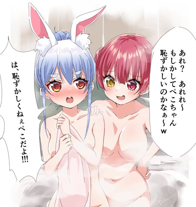 マリン船長と風呂に入ってくれる世界線のぺこら

(タオル可のお風呂です) 