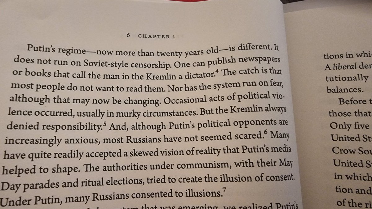 Reading a great book (The Spin Dictators) by <a href="/sguriev/">Sergei Guriev</a> and <a href="/dstreisman/">Daniel Treisman</a>, and it's shocking to see how naively optimistic we all have been just a year ago. Moral: no tyranny can remain semi-benign or semi-violent; it always degenerates to total censorship and violence. Give it time.