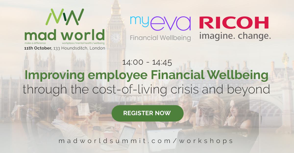 MyEva_app's tweet photo. Join this session at the MAD Summit 11th October to find out: 
➡️ How @RicohUK identified a need for a financial wellbeing programme.
➡️ Sourcing the right financial wellbeing solution.
➡️ Getting your people through the cost-of-living crisis.💆‍♀️💆

Book 🔜 https://t.co/WergjFOTY1 https://t.co/Mh9p1mw1Li