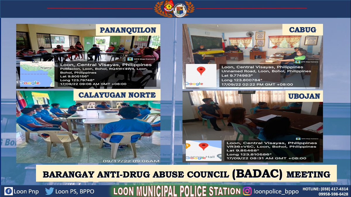 loonpsbppo's tweet photo. September 17, 2022: Loon, Bohol - Barangay Anti-Drug Abuse Council (BADAC) Meeting

#lifeisbeautiful
#KaligtasanNiyoSagotKo
#TulongTulongTayo
#MKKequalsK
#PNPKakampiNyo
#TeamPNP
#TeamLoonGoodCops
#WeServeAndProtect
#PNPPATROLPLAN2030 https://t.co/eQWRzHqQqI