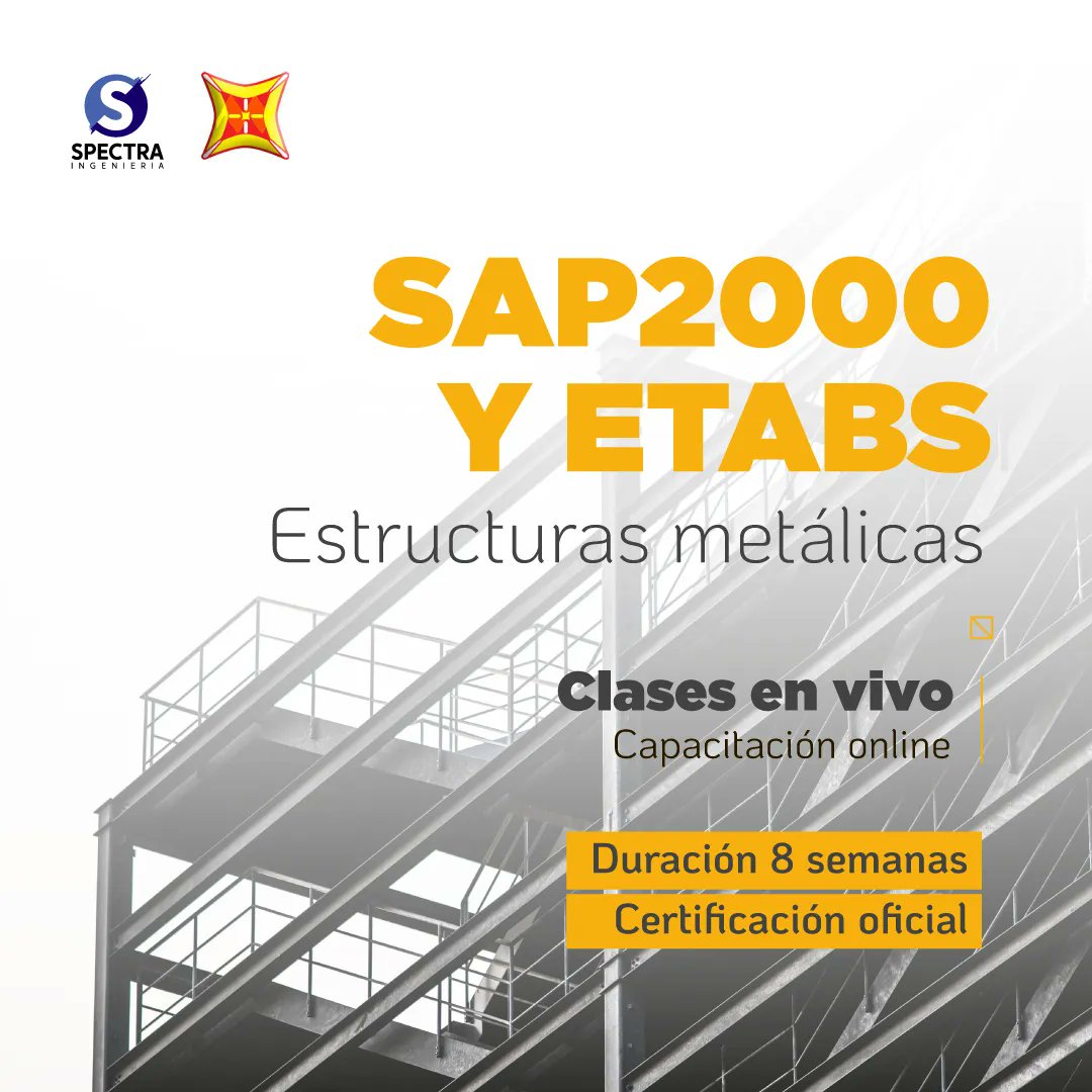 spectra_eng's tweet photo. 🏢SAP2000 Estructuras Metálicas Online
✅ Inicia: Martes 27 Septiembre
✅ Dura: 6 Semanas
Temas:
1. Diseño Correas
2. Diseño Pórticos 2D
3. Diseño Naves Industriales
4. Diseño Edificios en Acero
5. Diseño Losa Colaborante
6. Diseño a Viento
7. Diseño Sismorresistente
#ingcivil https://t.co/I3zrBw3Bmk