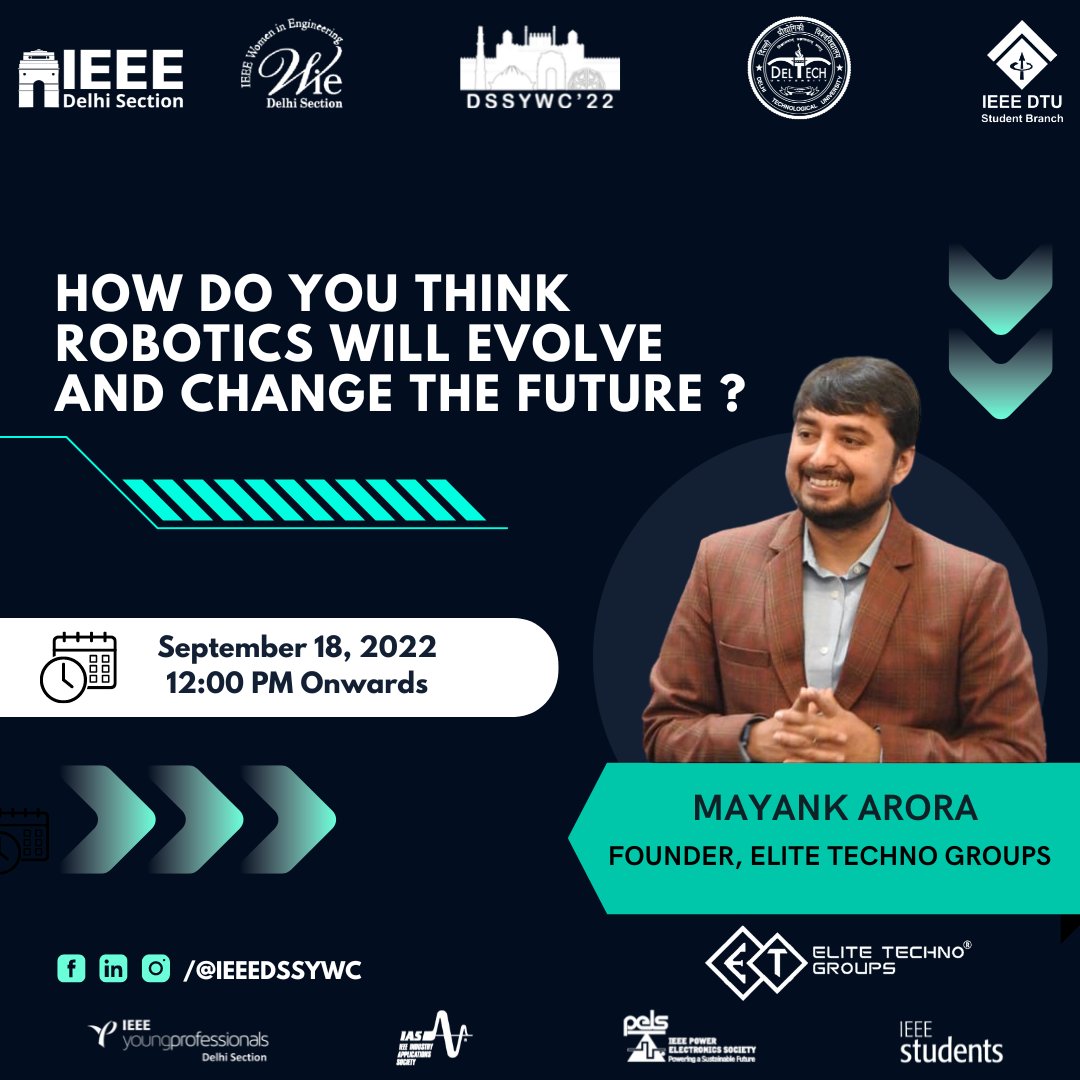 mayankarora31's tweet photo. Excited about how robotics will shape our future and look forward to the event
#capabl #etg #robotics #event #ieee #dtu https://t.co/830MDHpBaz