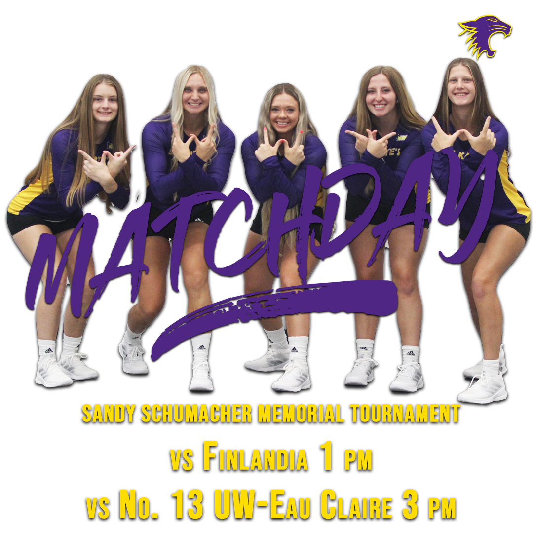 🏐MATCHDAY🏐
<a href="/StKatesVB/">St. Kate's VB</a> vs Finlandia/No. 13 UWEC
📍Eau Claire, Wis.
⏰1 &amp; 3 p
📽️📈bit.ly/3Ui0kKH

#mystkates #d3vb
