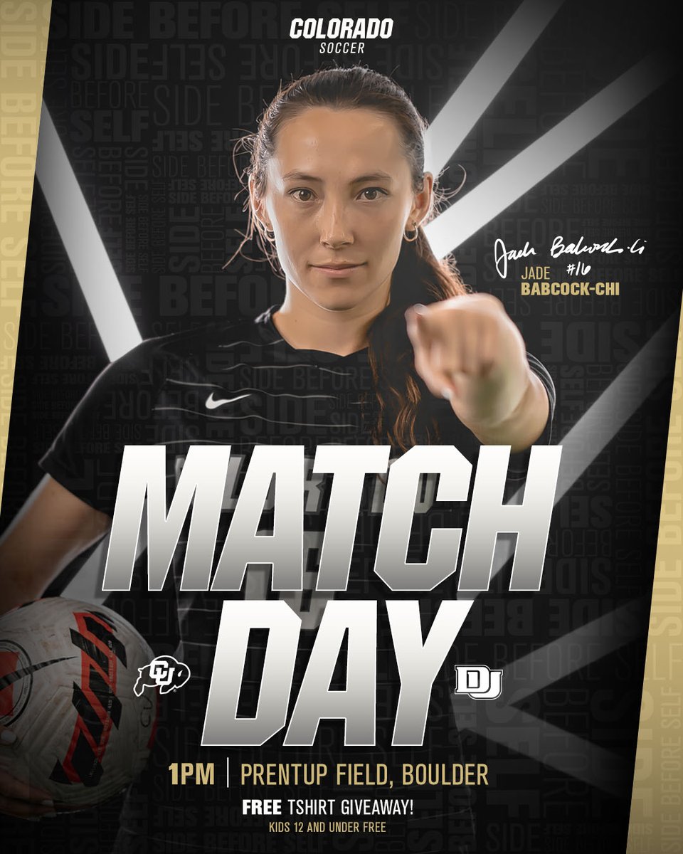 Final non-conference match of the season!

💻 CUBuffs.com/WatchSoc
🕚 1 pm MT
📍 Prentup Field
📊 CULivestats.com

#SideBeforeSelf // #GoBuffs